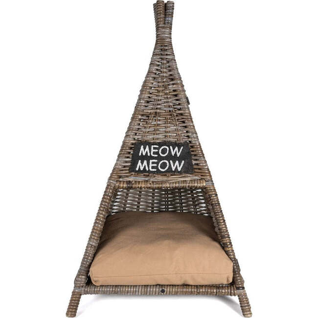 Tiki Tent Handwoven Pet Bed with Machine Washable Cushion, Kubu Grey