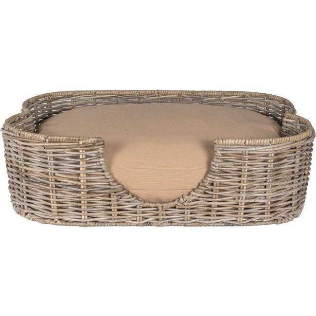 Scallop Handwoven Pet Bed with Machine Washable Cushion, Kubu Grey