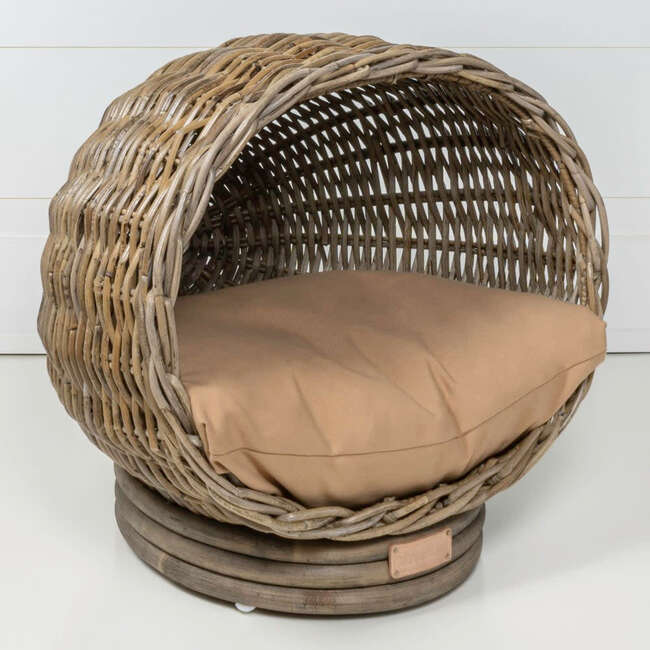 Socket Dome Handwoven Pet Bed with Machine Washable Cushion, Kubu Grey - Pet Beds - 2
