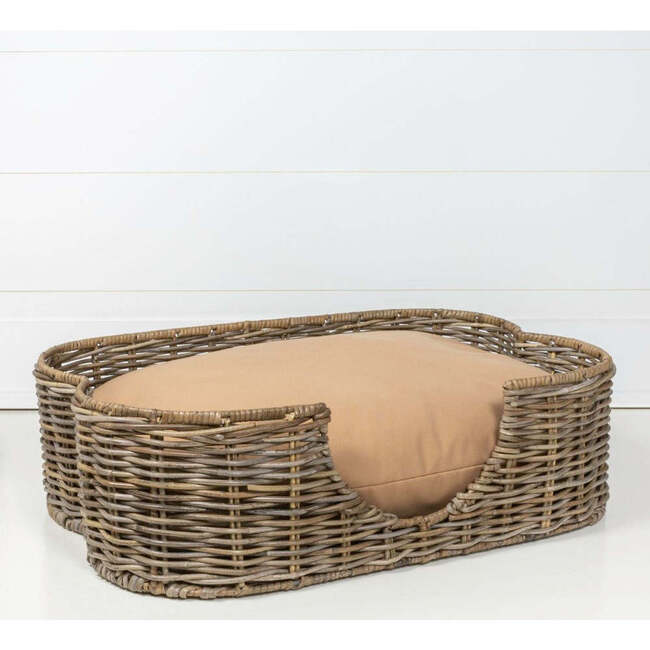 Scallop Handwoven Pet Bed with Machine Washable Cushion, Kubu Grey - Pet Beds - 2