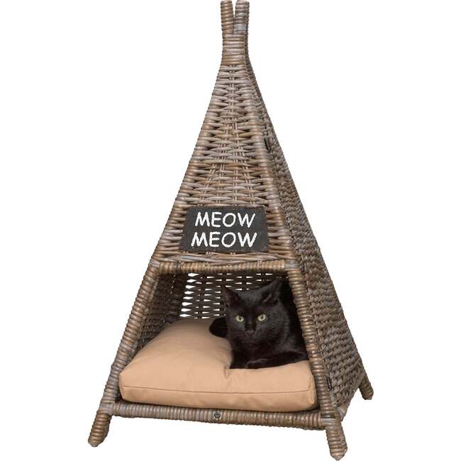 Tiki Tent Handwoven Pet Bed with Machine Washable Cushion, Kubu Grey - Pet Beds - 3