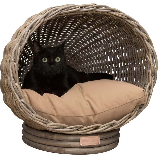 Socket Dome Handwoven Pet Bed with Machine Washable Cushion, Kubu Grey - Pet Beds - 3