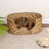 Perri Handwoven Hyacinth Oval Pet Bed with Machine Washable Cushion, Natural - Pet Beds - 2