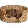 Perri Handwoven Hyacinth Oval Pet Bed with Machine Washable Cushion, Natural - Pet Beds - 3