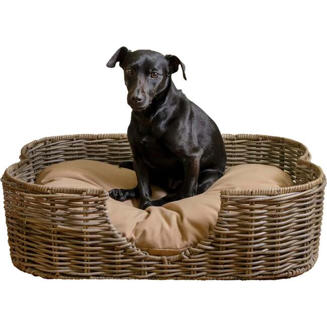 Scallop Handwoven Pet Bed with Machine Washable Cushion, Kubu Grey - Pet Beds - 3