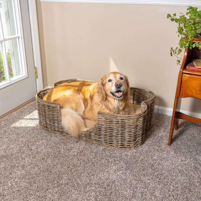 Scallop Handwoven Pet Bed with Machine Washable Cushion, Kubu Grey - Pet Beds - 4