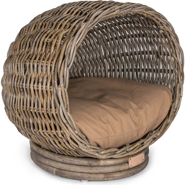 Socket Dome Handwoven Pet Bed with Machine Washable Cushion, Kubu Grey - Pet Beds - 7