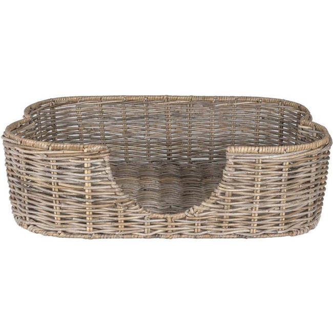 Scallop Handwoven Pet Bed with Machine Washable Cushion, Kubu Grey - Pet Beds - 6