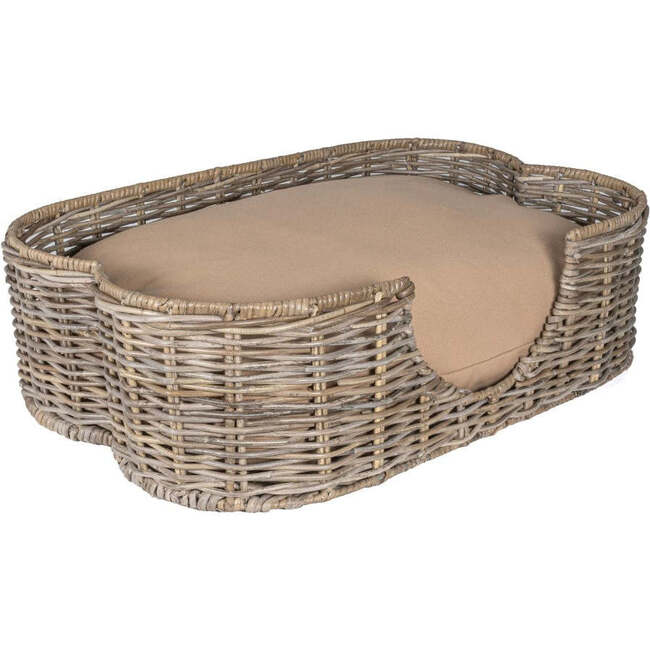 Scallop Handwoven Pet Bed with Machine Washable Cushion, Kubu Grey - Pet Beds - 7