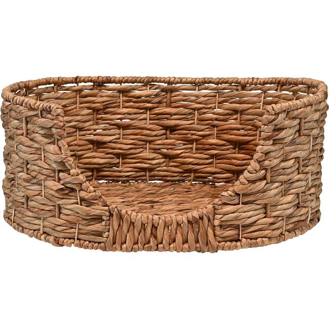 Perri Handwoven Hyacinth Oval Pet Bed with Machine Washable Cushion, Natural - Pet Beds - 6
