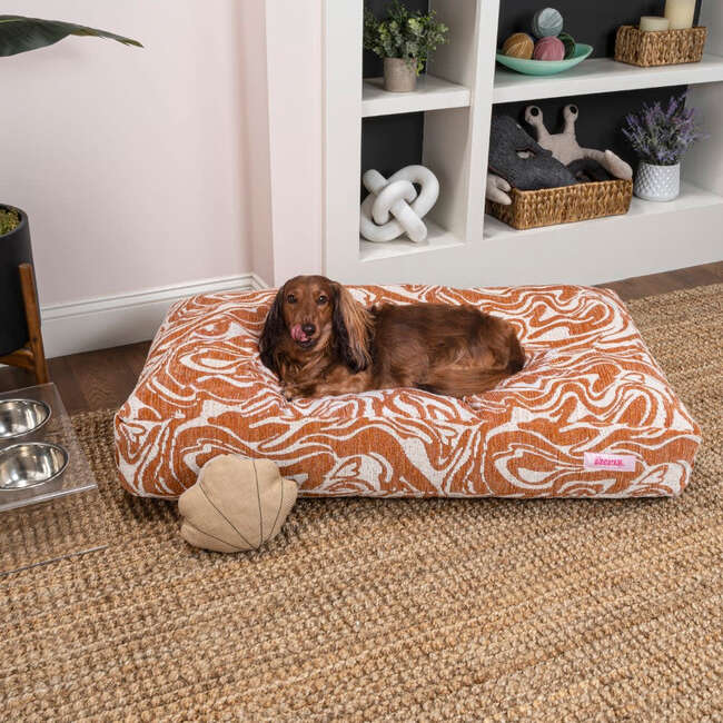 Mabel Ultra Soft Reversible Plush Rectangular Pet Bed with Washable Cover, Tangerine Twist - Pet Beds - 2