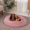 Maisie Faux Fur Round Fluffy Calming Donut Pet Bed with Washable Cover, Grapefruit - Pet Beds - 2