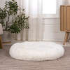 Maisie Faux Fur Round Fluffy Calming Donut Pet Bed with Washable Cover, Snow - Pet Beds - 4