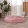 Maisie Faux Fur Round Fluffy Calming Donut Pet Bed with Washable Cover, Grapefruit - Pet Beds - 4