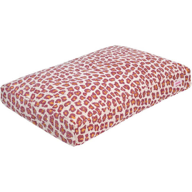 Mabel Ultra Soft Reversible Plush Rectangular Pet Bed with Washable Cover, Raspberry Leopard
