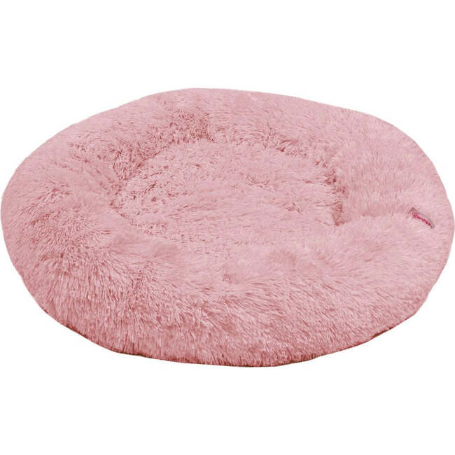 Maisie Faux Fur Round Fluffy Calming Donut Pet Bed with Washable Cover, Grapefruit - Pet Beds - 5