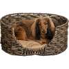 Perri Handwoven Hyacinth Oval Pet Bed with Machine Washable Cushion, Brown - Pet Beds - 3