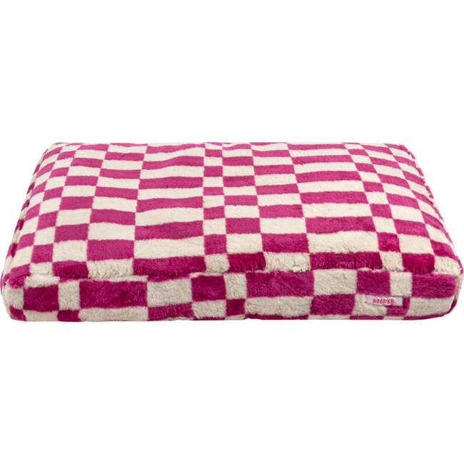 Mabel Ultra Soft Reversible Plush Rectangular Pet Bed with Washable Cover, Raspberry Check - Pet Beds - 5