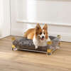 Haines Acrylic Velvet Pet Bed with Washable Cushion, Dark Grey/Clear - Pet Beds - 2