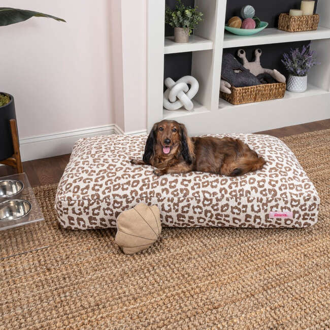 Mabel Ultra Soft Reversible Plush Rectangular Pet Bed with Washable Cover, Modern Leopard - Pet Beds - 2