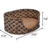 Perri Handwoven Hyacinth Oval Pet Bed with Machine Washable Cushion, Brown - Pet Beds - 4