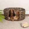 Gigi Handwoven Hyacinth Open Weave Oval Pet Bed with Machine Washable Cushion, Brown - Pet Beds - 2