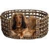 Gigi Handwoven Hyacinth Open Weave Oval Pet Bed with Machine Washable Cushion, Brown - Pet Beds - 3
