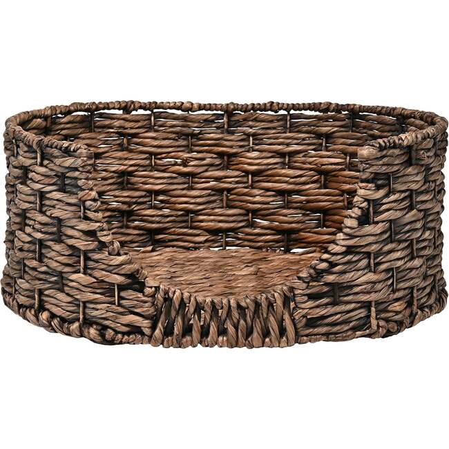Perri Handwoven Hyacinth Oval Pet Bed with Machine Washable Cushion, Brown - Pet Beds - 6