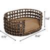 Gigi Handwoven Hyacinth Open Weave Oval Pet Bed with Machine Washable Cushion, Brown - Pet Beds - 4