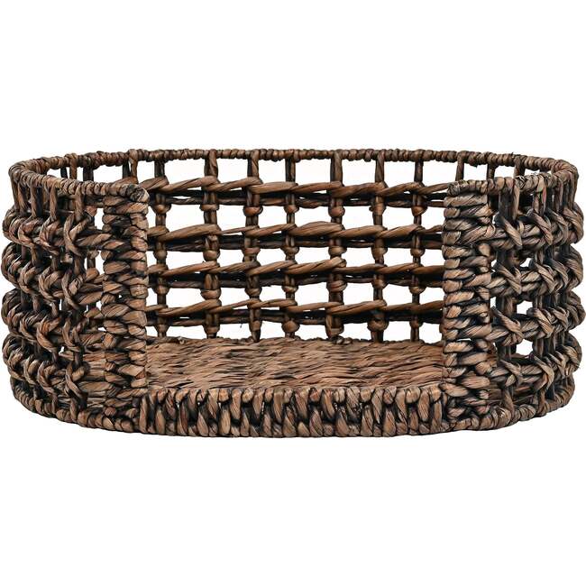 Gigi Handwoven Hyacinth Open Weave Oval Pet Bed with Machine Washable Cushion, Brown - Pet Beds - 6