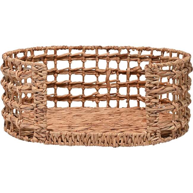 Gigi Handwoven Hyacinth Open-Weave Oval Pet Bed with Machine Washable Cushion, Natural - Pet Beds - 6