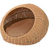 Fiora Circular Faux Wicker Pet Bed with Machine Washable Cushion, Natural - Pet Beds - 1 - thumbnail