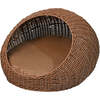 Fiora Circular Faux Wicker Pet Bed with Machine Washable Cushion, Brown - Pet Beds - 1 - thumbnail