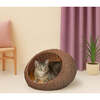 Fiora Circular Faux Wicker Pet Bed with Machine Washable Cushion, Brown - Pet Beds - 2