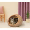 Fiora Circular Faux Wicker Pet Bed with Machine Washable Cushion, Natural - Pet Beds - 2