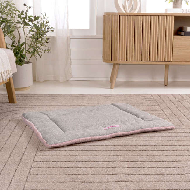 Flora Linen/Plush Ultra Soft Reversible Pet Bed & Crate Mat with Washable Cover, Bubblegum - Pet Beds - 3