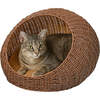 Fiora Circular Faux Wicker Pet Bed with Machine Washable Cushion, Brown - Pet Beds - 3