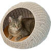 Fiora Circular Faux Wicker Pet Bed with Machine Washable Cushion, White - Pet Beds - 3