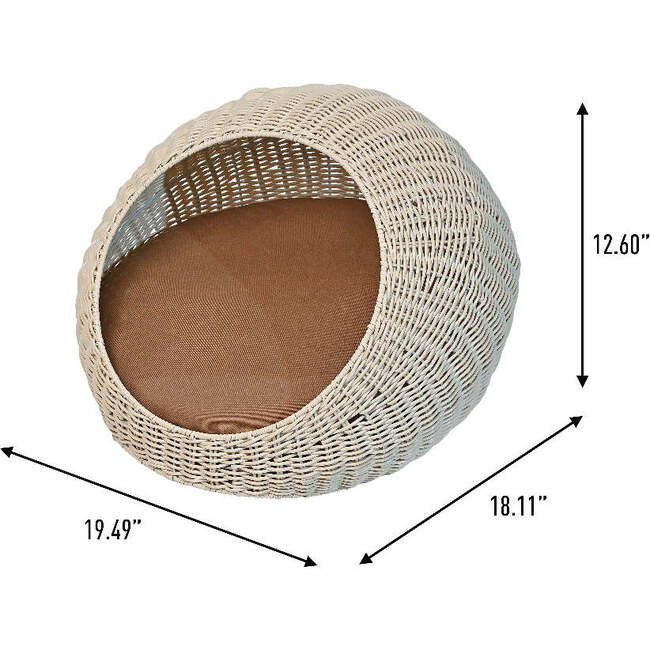 Fiora Circular Faux Wicker Pet Bed with Machine Washable Cushion, White - Pet Beds - 4