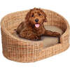 Curvy Handwoven Pet Bed with Machine Washable Cushion, Light Brown - Pet Beds - 2