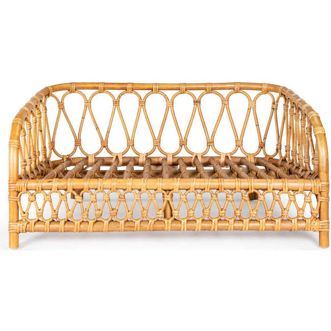 Elevated Handwoven Rattan Pet Daybed with Machine-Washable Cushion, Natural - Pet Beds - 5