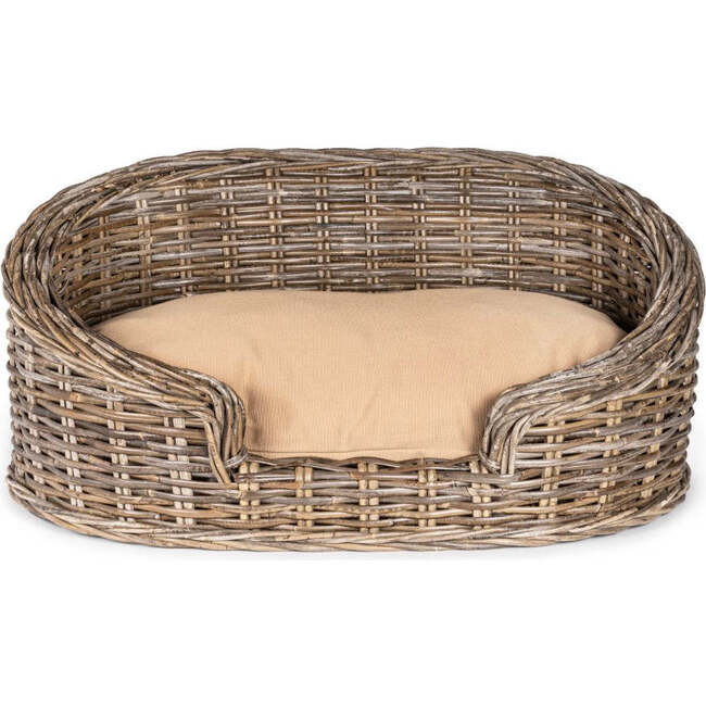 Curvy Handwoven Pet Bed with Machine Washable Cushion, Kubu Grey