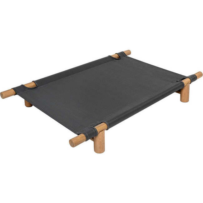 Chester Wood Frame Elevated Outdoor Dog Bed, Graphite/Light Teak