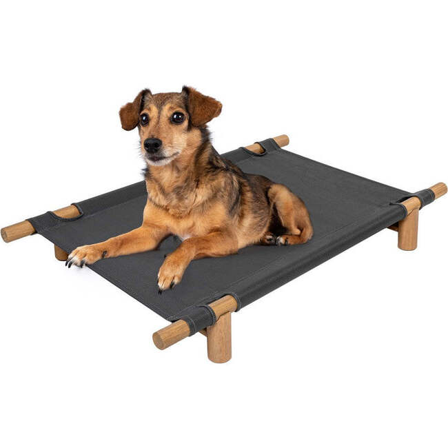 Chester Wood Frame Elevated Outdoor Dog Bed, Graphite/Light Teak - Pet Beds - 3