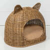 Cat Ear Handwoven Pet Bed with Machine Washable Cushion, Natural - Pet Beds - 2