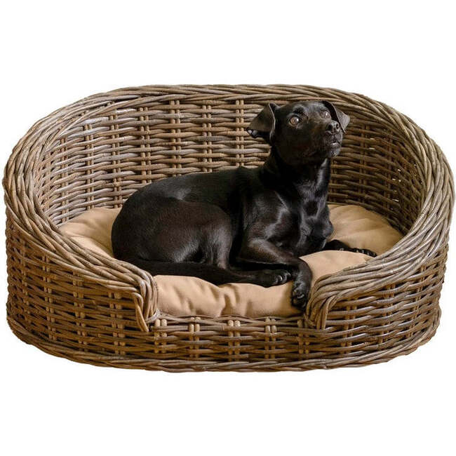 Curvy Handwoven Pet Bed with Machine Washable Cushion, Kubu Grey - Pet Beds - 3