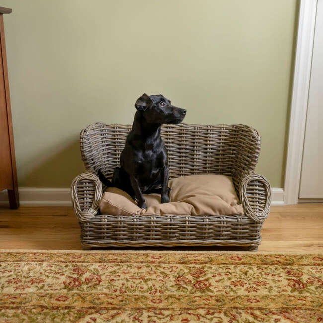 Classic Handwoven Pet Daybed with Machine Washable Cushion, Kubu Grey - Pet Beds - 4