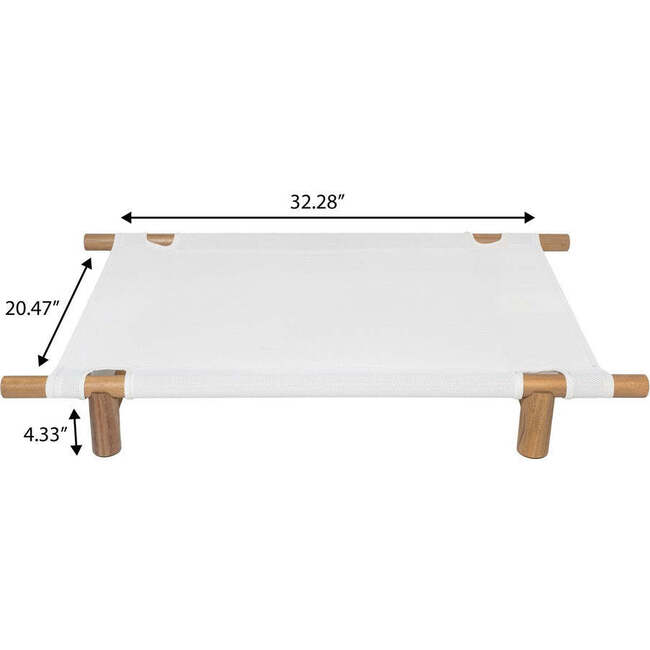 Chester Wood Frame Elevated Outdoor Dog Bed, Snow/Light Teak - Pet Beds - 4