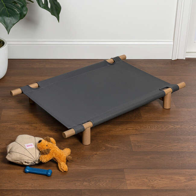 Chester Wood Frame Elevated Outdoor Dog Bed, Graphite/Light Teak - Pet Beds - 6