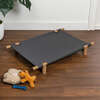 Chester Wood Frame Elevated Outdoor Dog Bed, Graphite/Light Teak - Pet Beds - 6